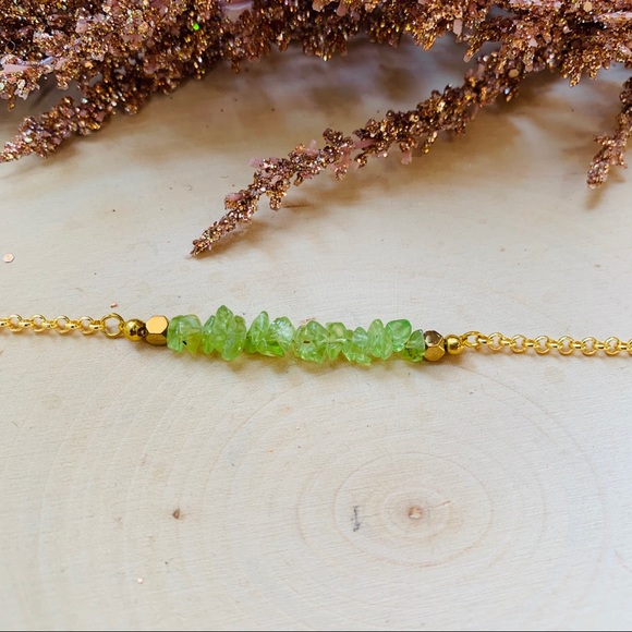 Birthstone Gemstone Bar Gold Bracelet Necklace - Picture 2 of 8